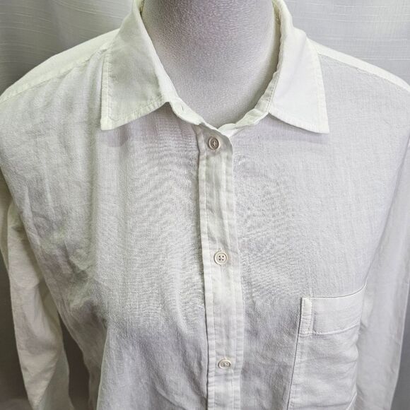 7 For All Mankind White Cotton Button Down Shirt Size XS - Picture 4 of 13